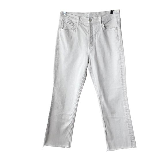 Mother Tripper Ankle Fray Denim Jeans White 30 High Rise High Waisted Button Fly - Picture 2 of 8